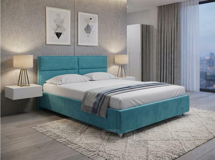 Кровать Pado велюр лофти лазурь 900x2000, изголовье мягкое