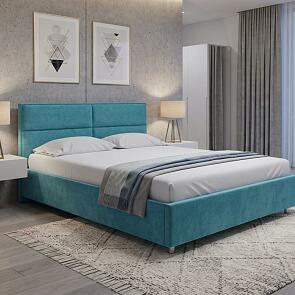 Кровать Pado велюр лофти лазурь 900x2000, изголовье мягкое