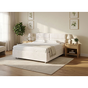Кровать Pado велюр лофти лён 1200x2000, изголовье мягкое