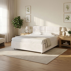 Кровать Pado велюр лофти лён 1200x2000, изголовье мягкое