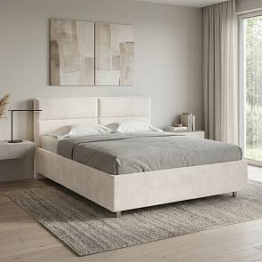 Кровать Pado велюр лофти лён 1800x2000, изголовье мягкое
