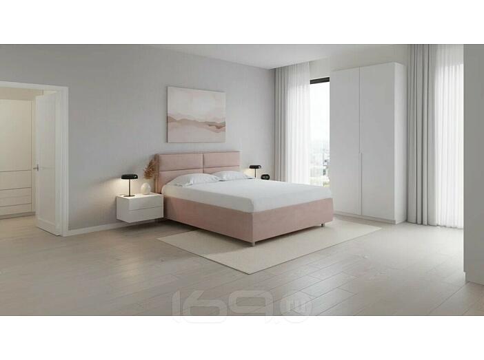 Кровать Pado велюр лофти мокко без подъёмного механизма 2000x2000, без ортопедического основания, изголовье мягкое