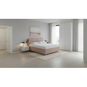 Кровать Pado велюр лофти мокко без подъёмного механизма 2000x2000, без ортопедического основания, изголовье мягкое