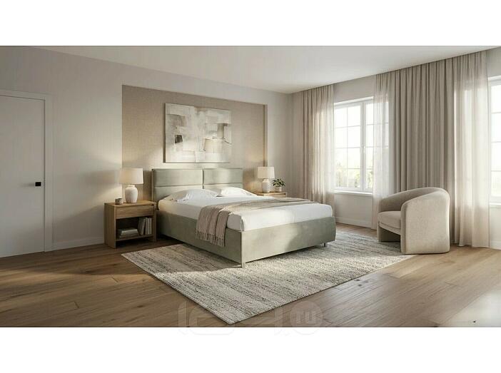 Кровать Pado велюр лофти олива без подъёмного механизма 2000x2000, без ортопедического основания, изголовье мягкое