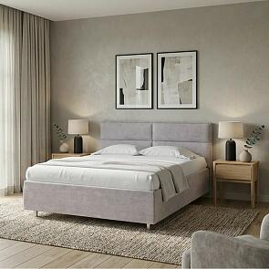 Кровать Pado велюр лофти серый 1200x2000, изголовье мягкое