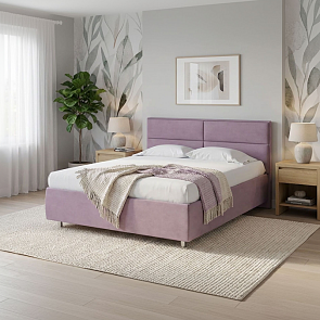 Кровать Pado велюр лофти слива 1200x2000, изголовье мягкое