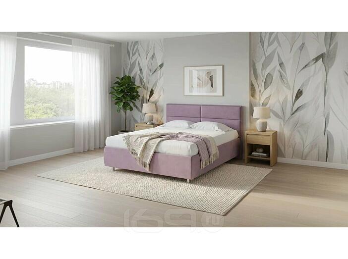 Кровать Pado велюр лофти слива без подъёмного механизма 2000x2000, без ортопедического основания, изголовье мягкое
