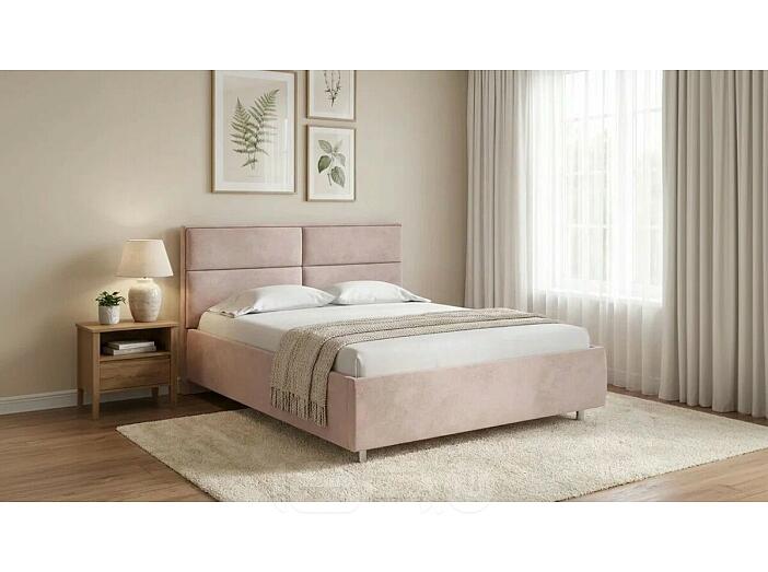 Кровать Pado велюр teddy 014 шоколадный бисквит без подъёмного механизма 2000x2000, без ортопедического основания, изголовье мягкое