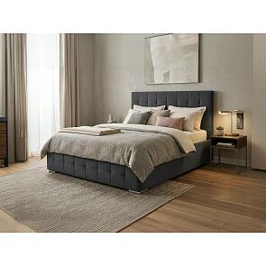 Кровать Пассаж велюр серый 1800x2000, изголовье мягкое