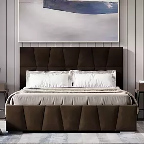 Кровать Пассаж велюр коричневый 1800x2000, изголовье мягкое