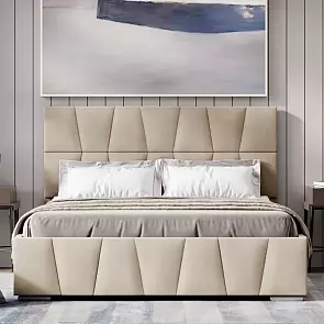 Кровать Пассаж велюр бежевый 1800x2000, изголовье мягкое