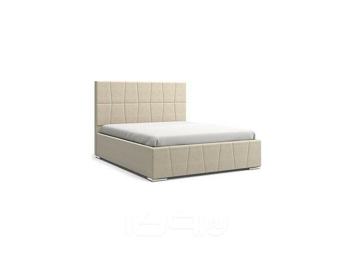 Кровать Пассаж велюр бежевый 1800x2000, изголовье мягкое