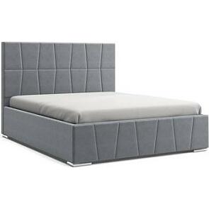 Кровать Пассаж велюр серый 1600x2000, изголовье мягкое