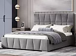 Кровать Пассаж велюр серый 1600x2000, изголовье мягкое