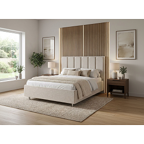 Кровать Routa велюр gratta 1 шампань 1200x2000, изголовье мягкое