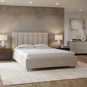 Кровать Routa велюр gratta 1 шампань 1400x2000, изголовье мягкое