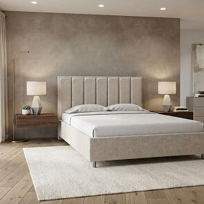Кровать Routa велюр gratta 1 шампань 1400x2000, изголовье мягкое