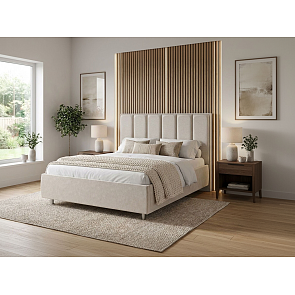 Кровать Routa велюр gratta 1 шампань 1600x2000, изголовье мягкое