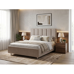 Кровать Routa велюр gratta 2 латте 1200x2000, изголовье мягкое