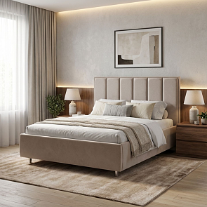 Кровать Routa велюр gratta 2 латте 1200x2000, изголовье мягкое