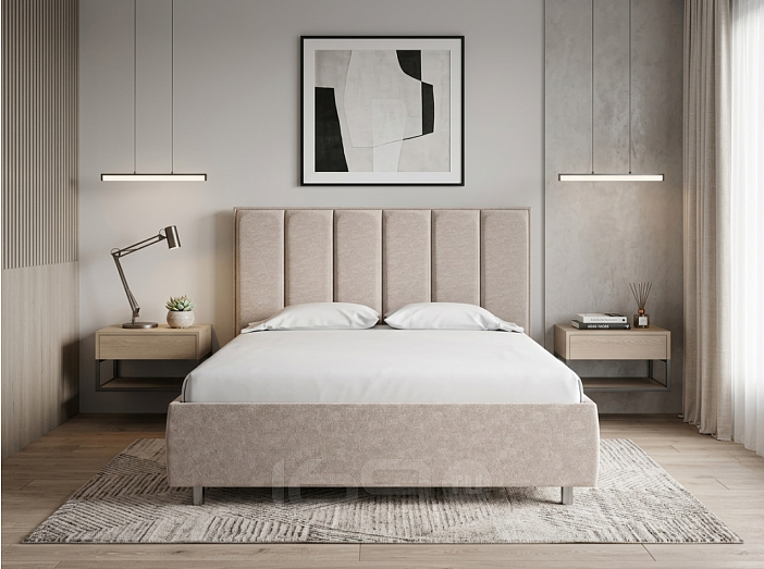 Кровать Routa велюр gratta 2 латте 1400x2000, изголовье мягкое