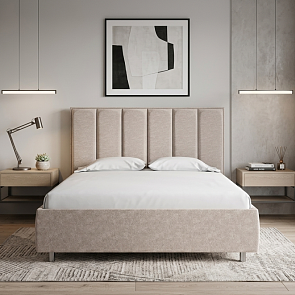 Кровать Routa велюр gratta 2 латте 1400x2000, изголовье мягкое