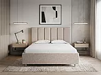 Кровать Routa велюр gratta 2 латте без П/М 140x200, без ортопедического основания, изголовье мягкое