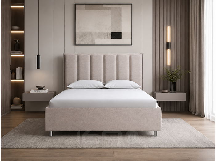 Кровать Routa велюр gratta 2 латте 1800x2000, изголовье мягкое
