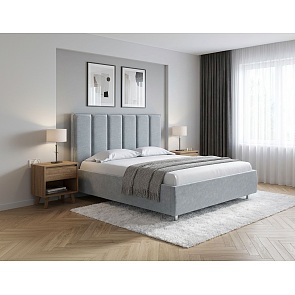 Кровать Routa велюр gratta 3 утренний туман 1200x2000, изголовье мягкое
