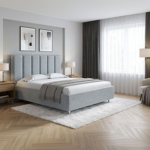 Кровать Routa велюр gratta 3 утренний туман 1200x2000, изголовье мягкое