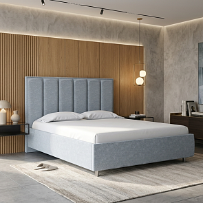 Кровать Routa велюр gratta 3 утренний туман 1400x2000, изголовье мягкое