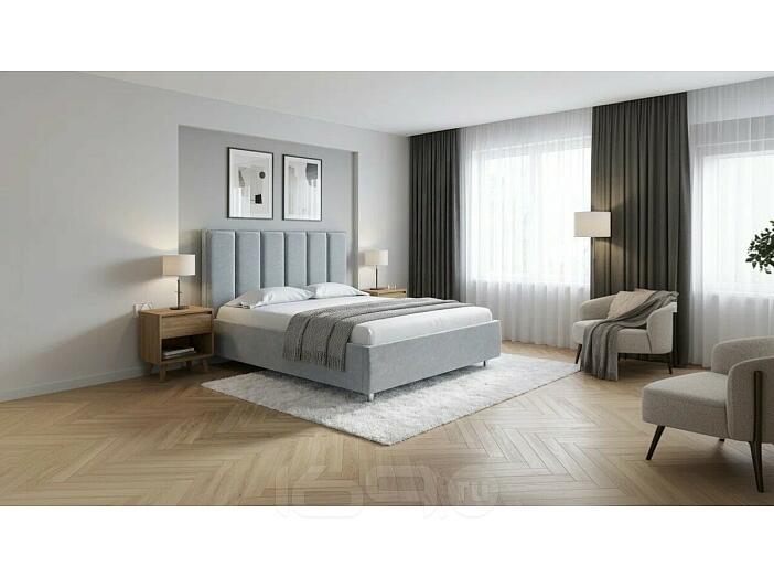 Кровать Routa велюр gratta 3 утренний туман без подъёмного механизма 2000x2000, без ортопедического основания, изголовье мягкое