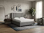 Кровать Routa велюр gratta 4 серый космос без П/М 140x200, без ортопедического основания, изголовье мягкое