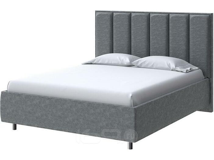 Кровать Routa велюр gratta 4 серый космос 1600x2000, изголовье мягкое