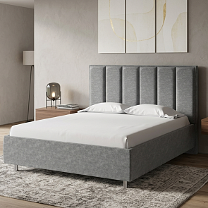 Кровать Routa велюр gratta 4 серый космос 1800x2000, изголовье мягкое
