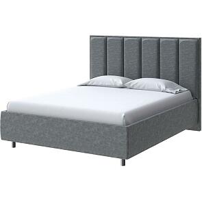 Кровать Routa велюр gratta 4 серый космос 2000x2000, изголовье мягкое