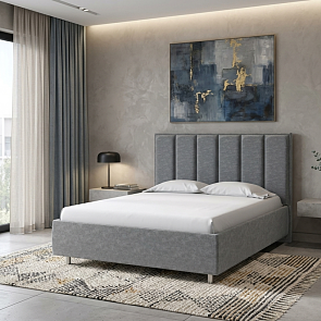 Кровать Routa велюр gratta 4 серый космос 800x2000, изголовье мягкое