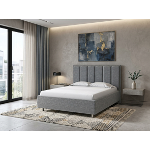 Кровать Routa велюр gratta 4 серый космос 800x2000, изголовье мягкое