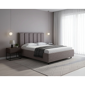Кровать Routa велюр gratta 7 жареный миндаль 1200x2000, изголовье мягкое