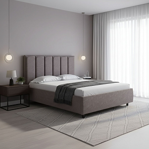 Кровать Routa велюр gratta 7 жареный миндаль 1200x2000, изголовье мягкое
