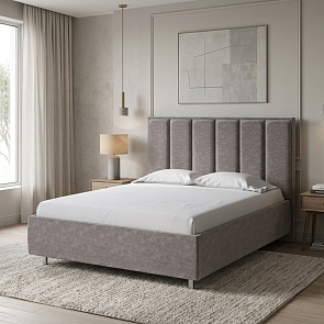 Кровать Routa велюр gratta 7 жареный миндаль 1400x2000, изголовье мягкое