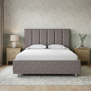 Кровать Routa велюр gratta 7 жареный миндаль 1600x2000, изголовье мягкое