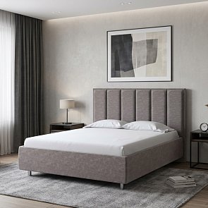Кровать Routa велюр gratta 7 жареный миндаль 1800x2000, изголовье мягкое