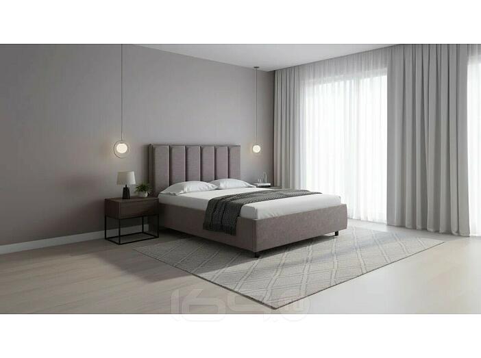 Кровать Routa велюр gratta 7 жареный миндаль без подъёмного механизма 2000x2000, без ортопедического основания, изголовье мягкое