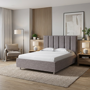 Кровать Routa велюр gratta 7 жареный миндаль 800x2000, изголовье мягкое