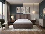 Кровать Routa велюр gratta 8 брауни без П/М 140x200, без ортопедического основания, изголовье мягкое
