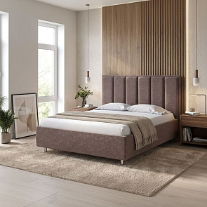 Кровать Routa велюр gratta 8 брауни 2000x2000, изголовье мягкое