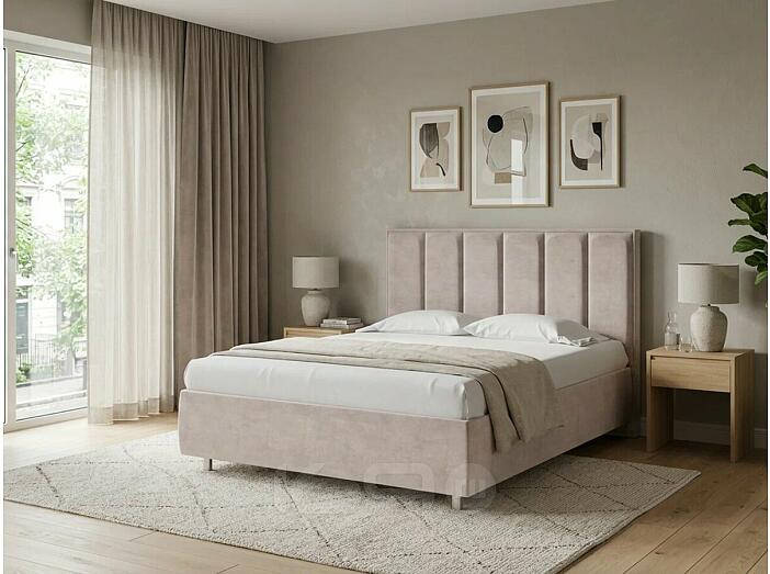 Кровать Routa велюр лофти бежевый 900x2000, изголовье мягкое