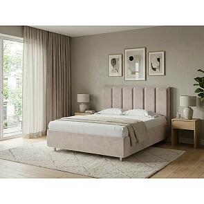 Кровать Routa велюр лофти бежевый 900x2000, изголовье мягкое