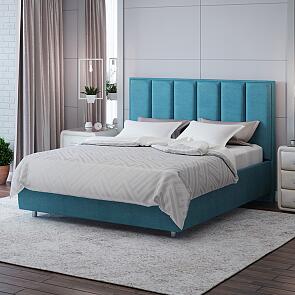 Кровать Routa велюр лофти лазурь 1400x2000, изголовье мягкое